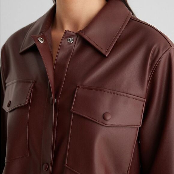 Express Faux Leather Drop Shoulder Oversized Shacket - Picture 3 of 9
